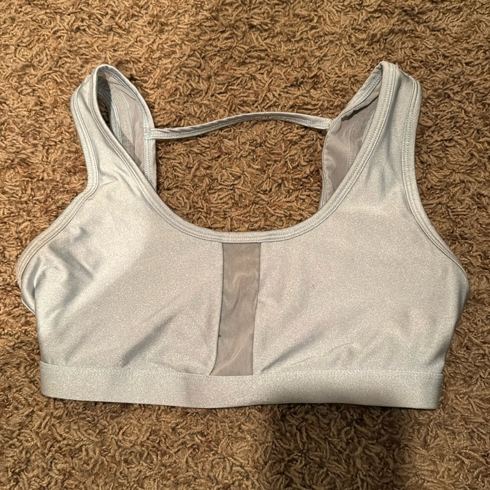 Fabletics Light Blue Mesh Sports Bra | Size Extra Small